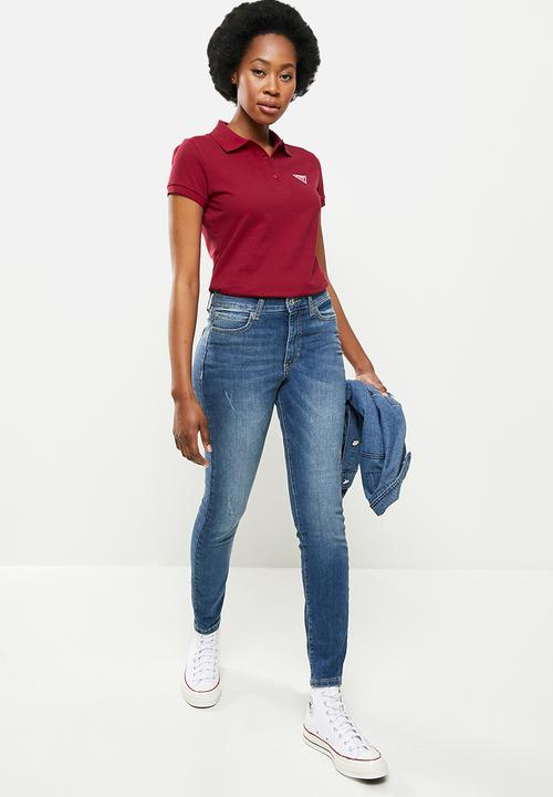 GUESS - Short sleeve classic guess polo - red