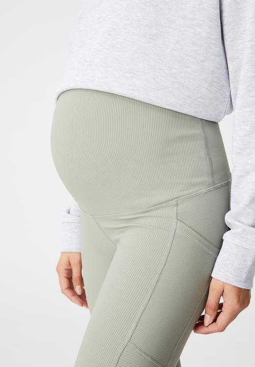 Cotton On - Maternity rib pocket 7/8 tight - green haze rib