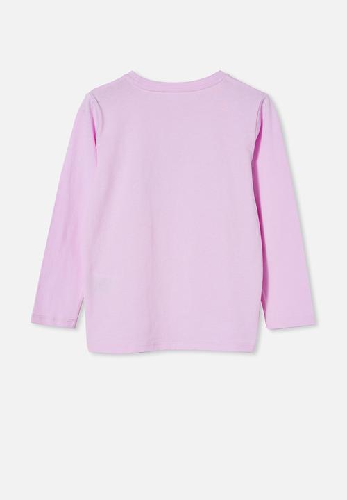 Cotton On - Stevie long sleeve embellished tee - pale violet/ patchwork rainbow