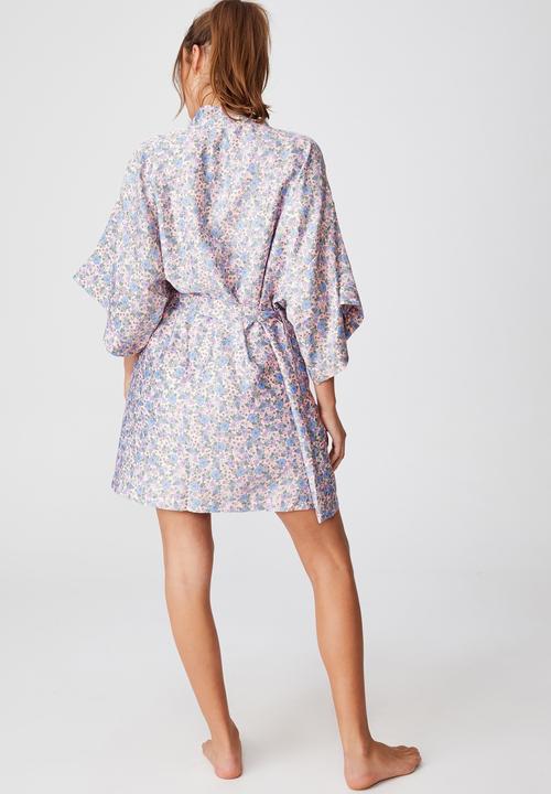 Cotton On - Satin robe - grandma garden ditzy