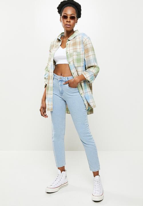 Cotton On - Mid rise cropped super stretch - lennox blue pockets