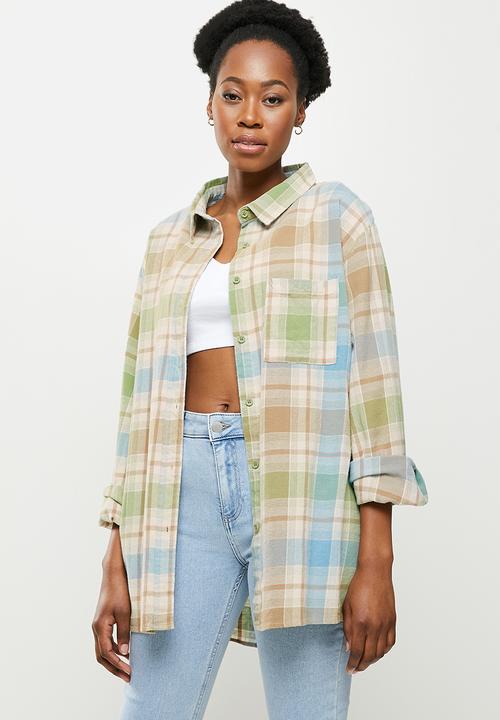Cotton On - Boyfriend shirt - chilli check pistachio green