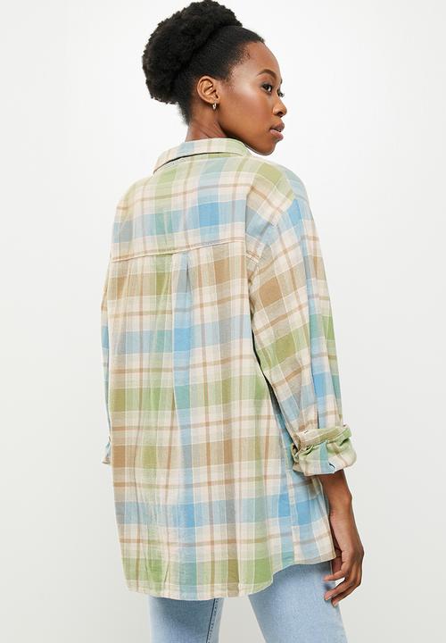 Cotton On - Boyfriend shirt - chilli check pistachio green