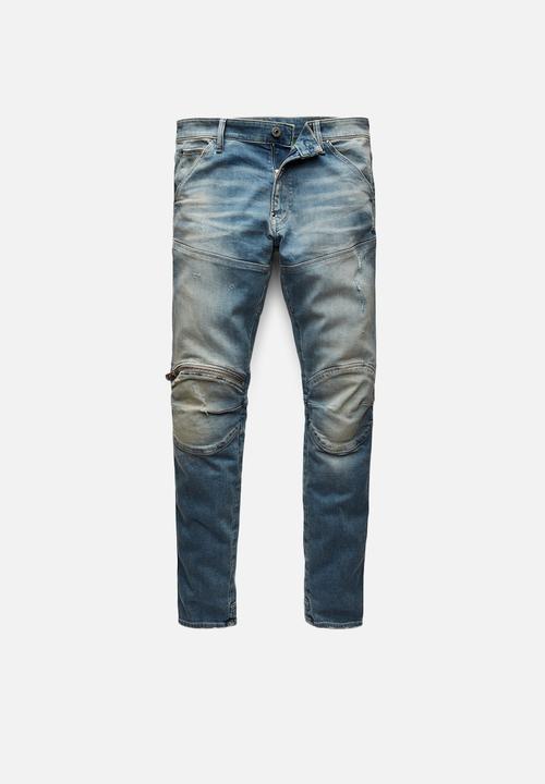 G-STAR - 5620 3d zip knee skinny - antic faded monaco blue destroyed