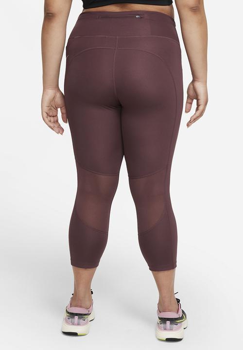 Nike - Nike df fast crop leggings - dark wine/reflective silver