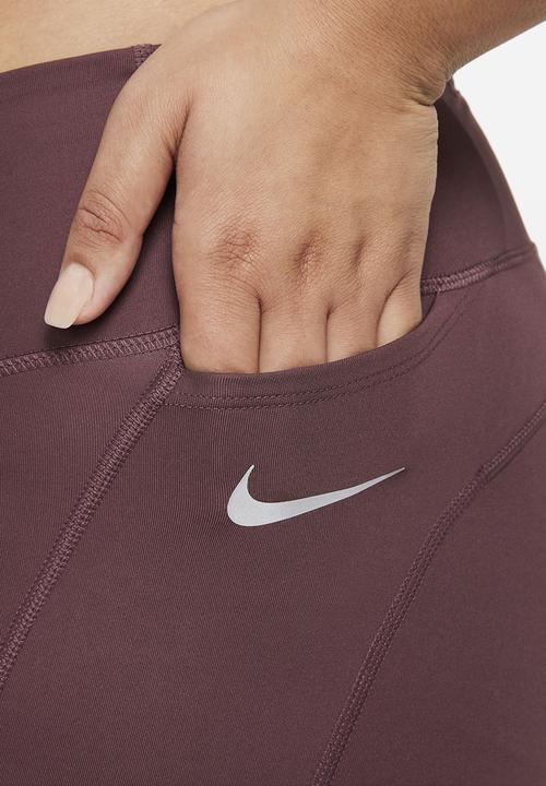 Nike - Nike df fast crop leggings - dark wine/reflective silver