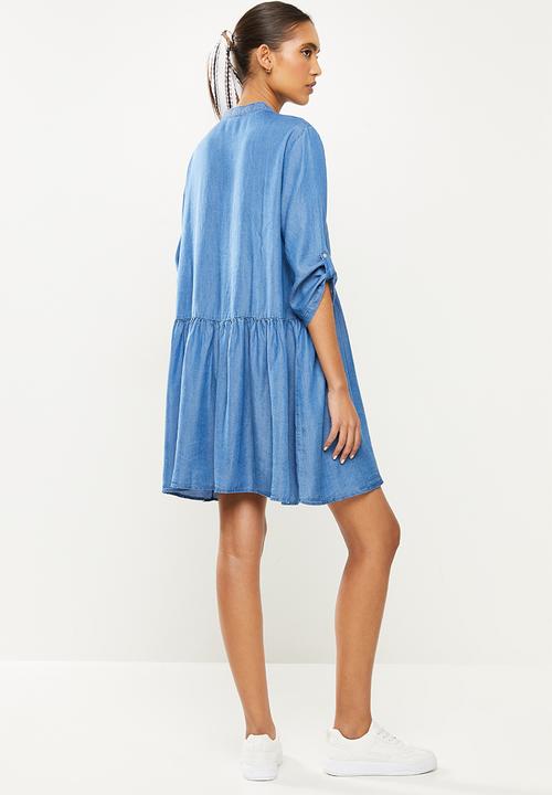 Jacqueline de Yong - Olivia 3/4 short dress - medium blue denim