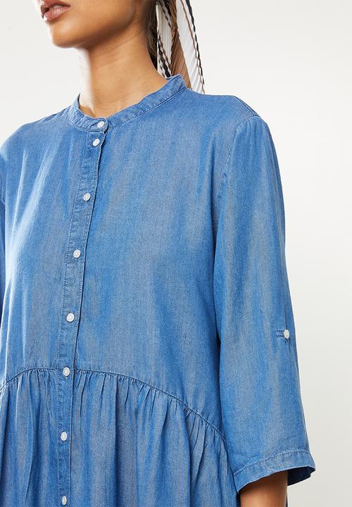 Jacqueline de Yong - Olivia 3/4 short dress - medium blue denim