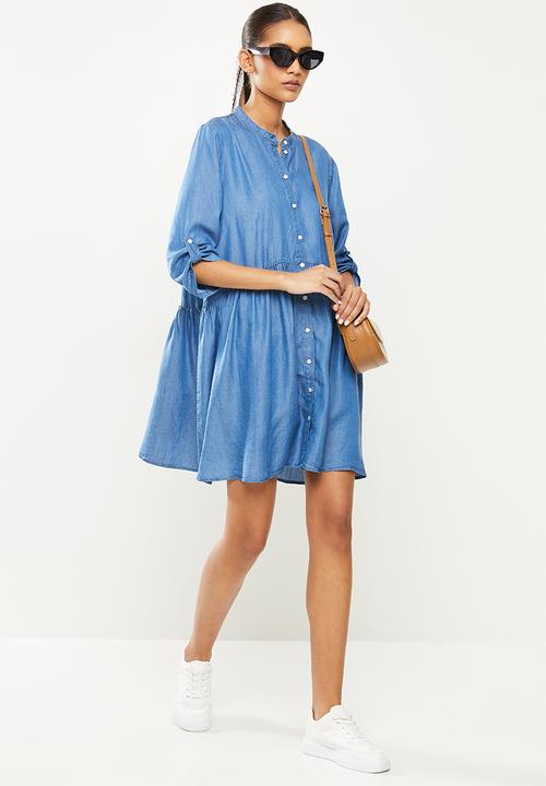 Jacqueline de Yong - Olivia 3/4 short dress - medium blue denim