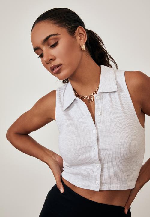 Factorie - Collared tank - silver marle