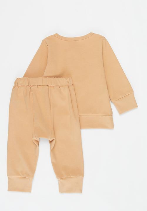 Pop Candy - Baby loungewear top & pants set - beige