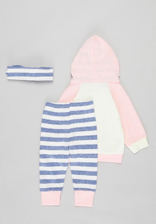 Pop Candy - Girls stripe pants, hoodie & headband set - multi