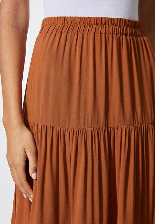 Superbalist - Tiered midi skirt - terracotta