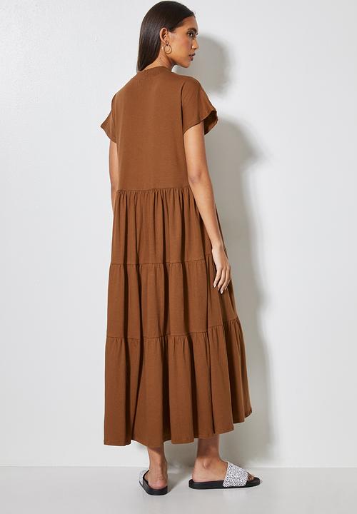 Superbalist - Hi crew tiered dress - tobacco