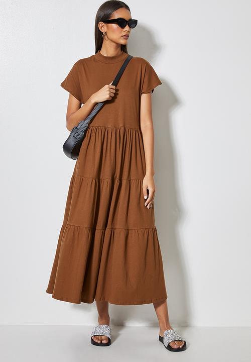 Superbalist - Hi crew tiered dress - tobacco
