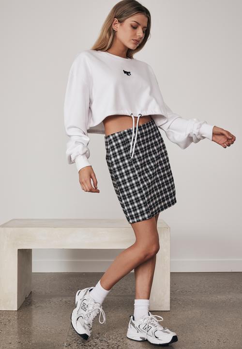 Factorie - Double split mini skirt - black & white check