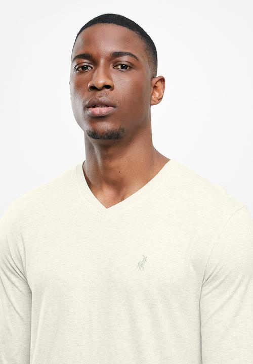 POLO - Peterson  v-neck tee - oatmeal melange