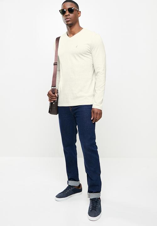 POLO - Peterson  v-neck tee - oatmeal melange