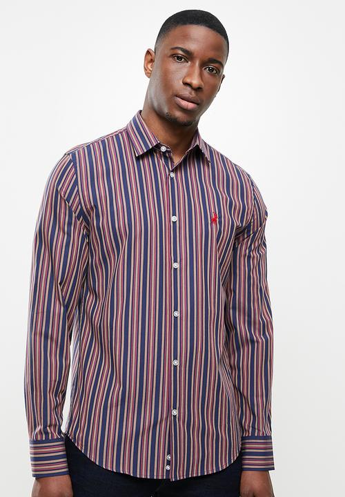 POLO - Adrian stripe  signature shirt - navy
