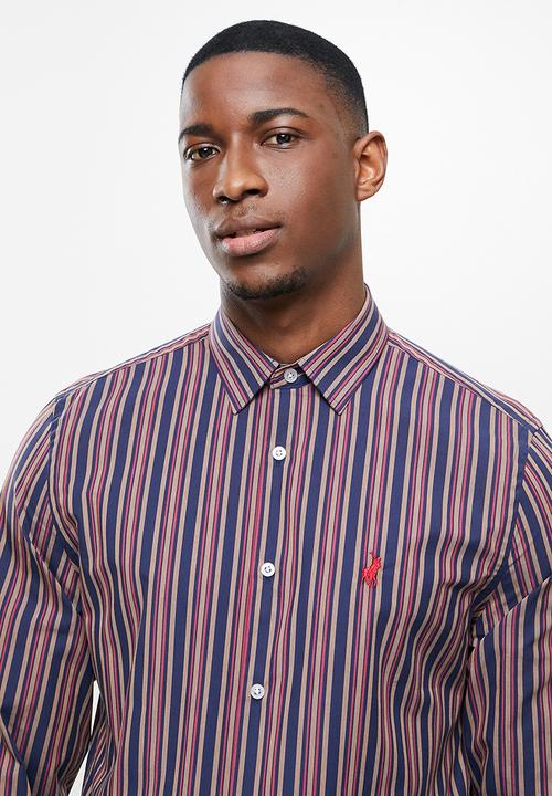 POLO - Adrian stripe  signature shirt - navy