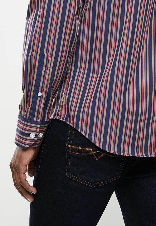 POLO - Adrian stripe  signature shirt - navy