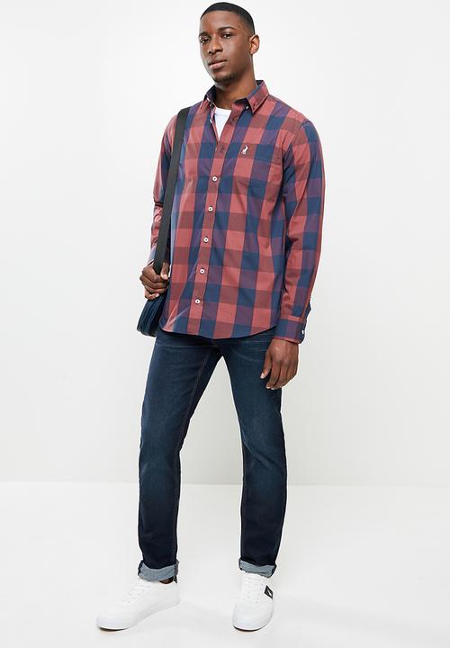 POLO - Clint check  weekender shirt - navy & rust