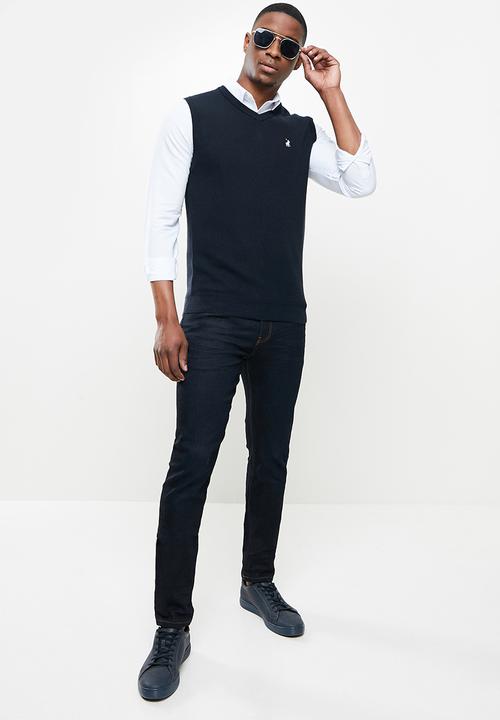 POLO - Levi sleeveless v-neck knit - navy