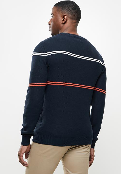 POLO - Roland stripe pique  knit - navy