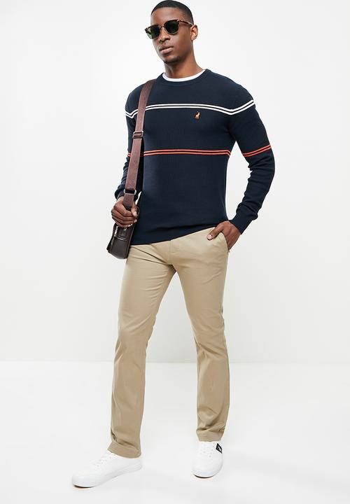 POLO - Roland stripe pique  knit - navy