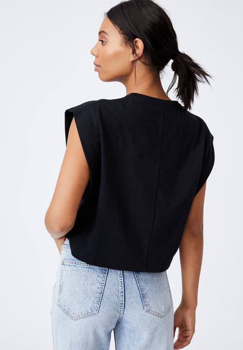 Cotton On - Form focus shoulder tank - black