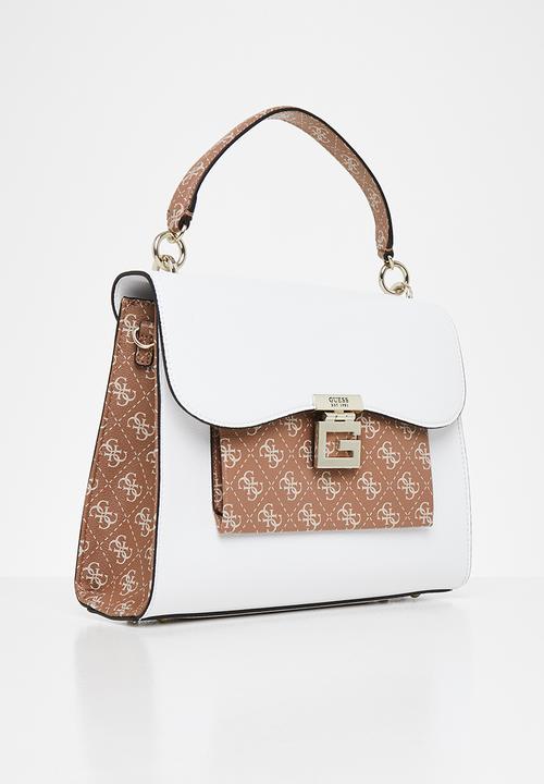 GUESS - Enrica top handle flap - cinnamon & white 