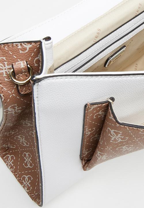 GUESS - Enrica top handle flap - cinnamon & white 
