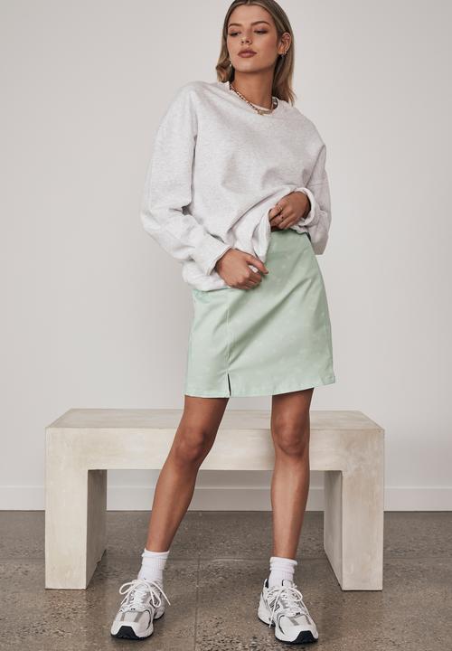 Factorie - Double split mini skirt - josie floral_opal blue