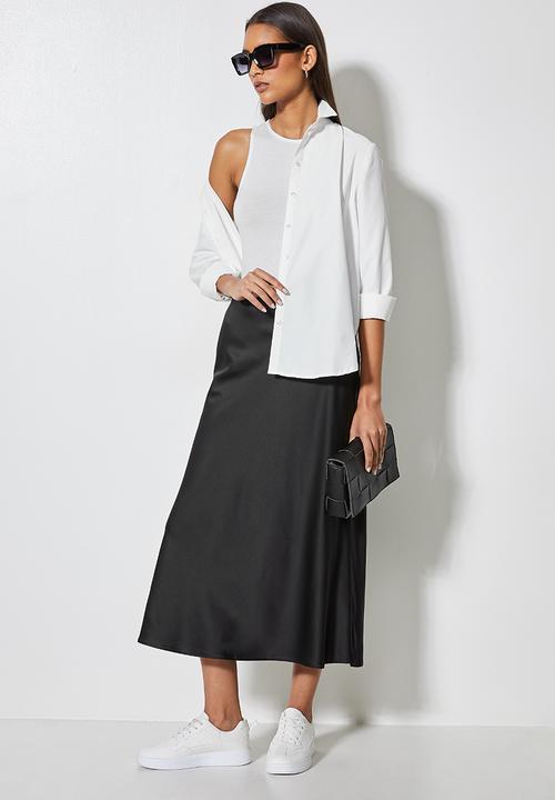 Superbalist - Long midi slip skirt - black