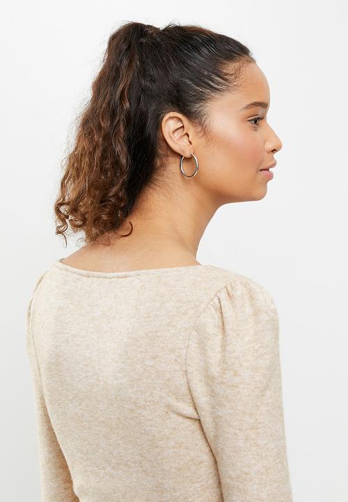 Blake - Cut & sew crop top - beige