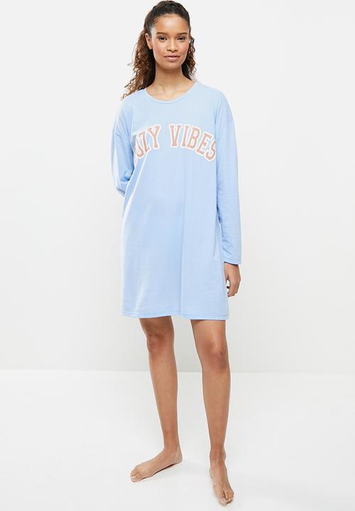 Blake - Printed long sleeve sleepset tee - blue