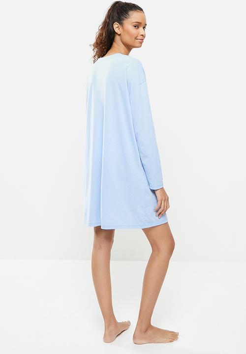 Blake - Printed long sleeve sleepset tee - blue