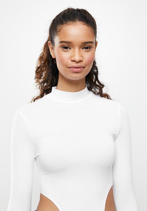 Blake - Hi cut turtle neck bodysuit - white