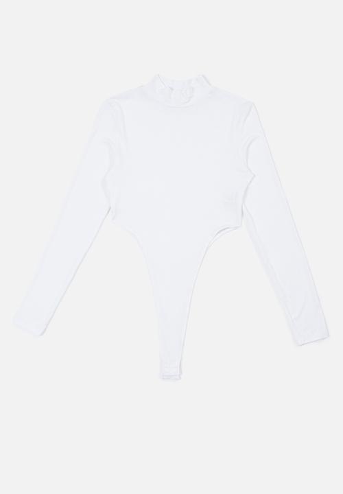 Blake - Hi cut turtle neck bodysuit - white
