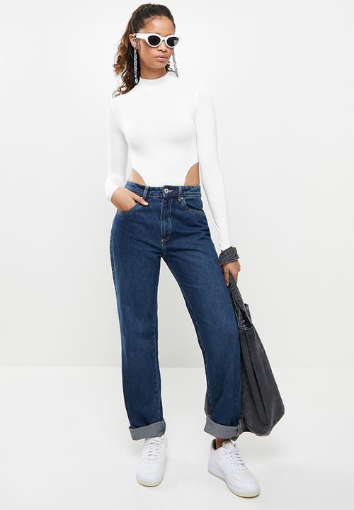 Blake - Hi cut turtle neck bodysuit - white