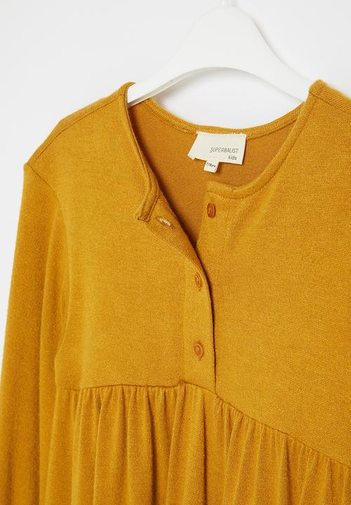 Superbalist Kids - Knitted dress with button detail - mustard