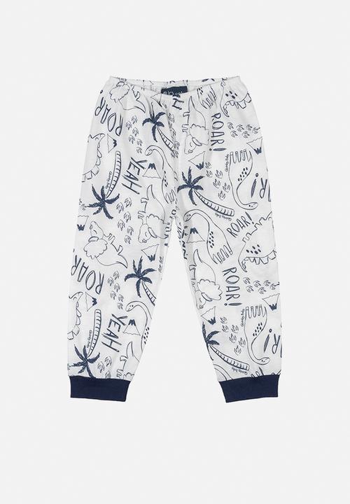 Quimby - Baby boys animal pants - white & navy