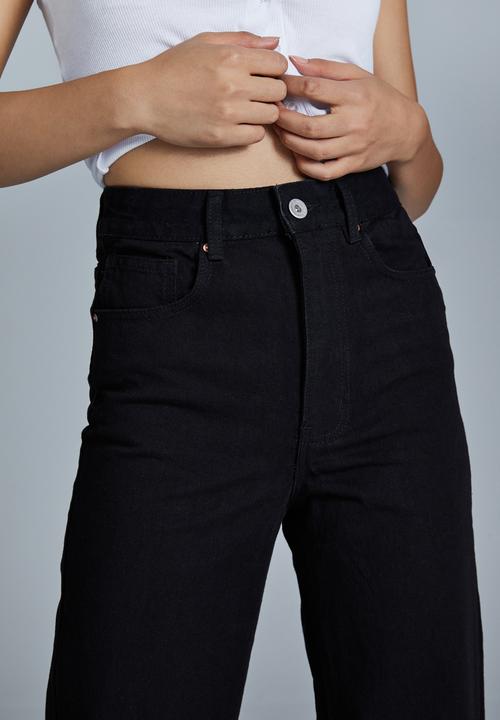 Cotton On - Petite wide leg jean - black