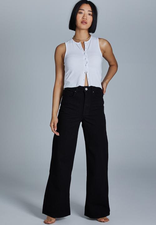 Cotton On - Petite wide leg jean - black