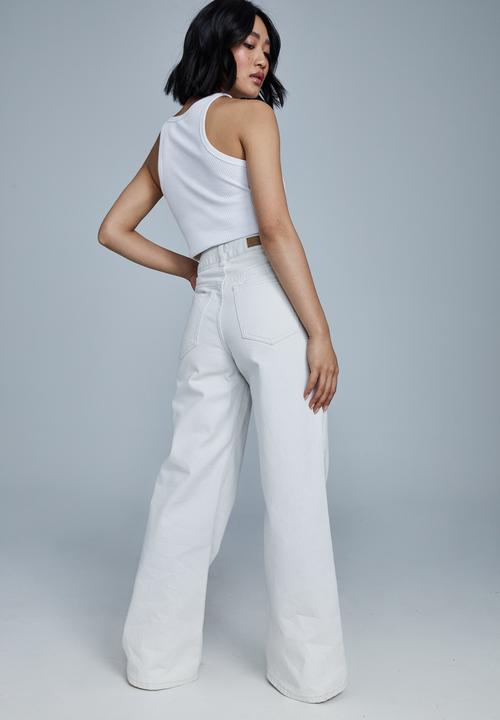 Cotton On - Petite wide leg jean - white