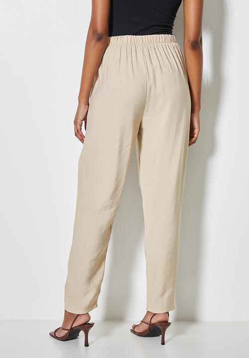 VELVET - Wrap over front tapered pant - beige 