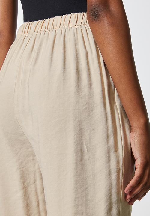 VELVET - Wrap over front tapered pant - beige 
