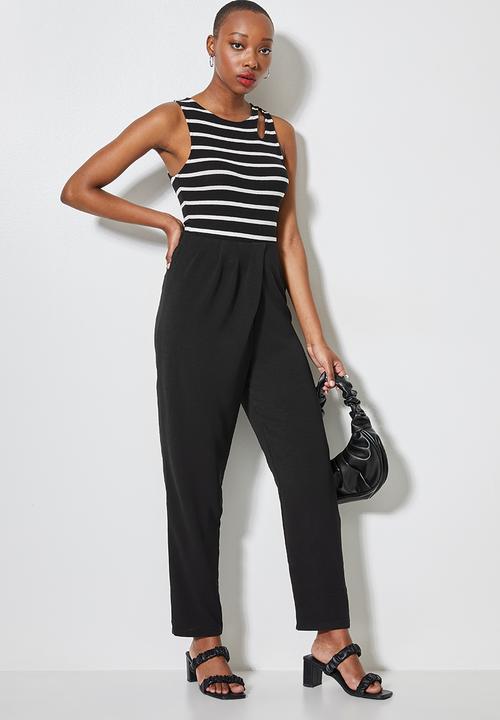 VELVET - Wrap over front tapered pant - black 