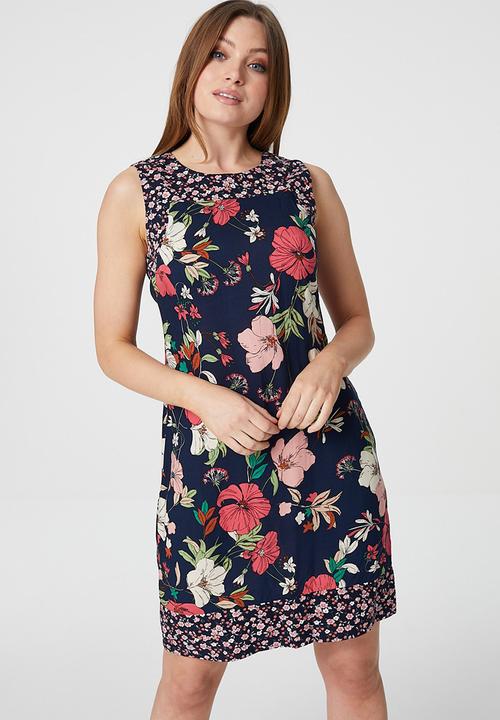 Stella Morgan - Floral sleeveless shift dress - navy