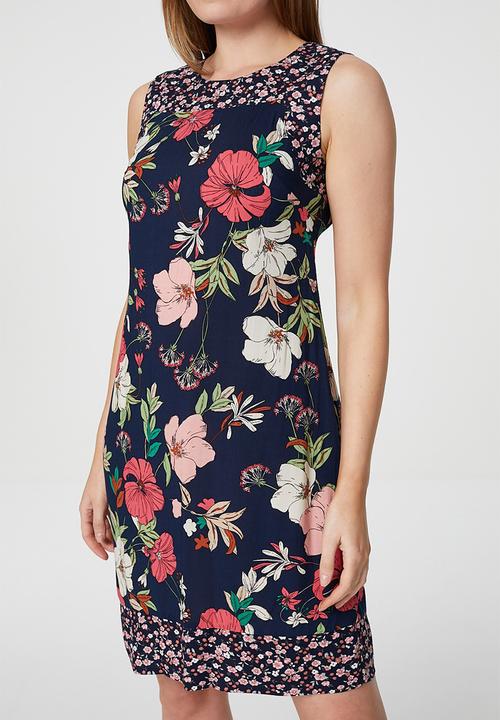 Stella Morgan - Floral sleeveless shift dress - navy